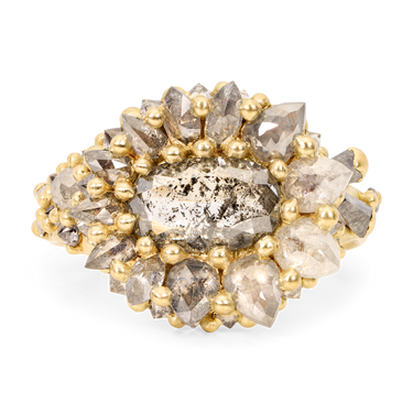 Grey Diamond Tomorrow Daisy Ring - Size 7 - 11826